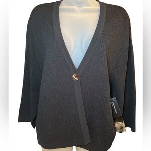 Jones New York Black Dressy Button Closure Cardigan Sweater Size L